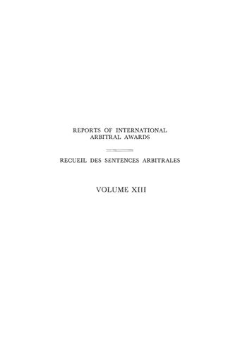image of Reports of International Arbitral Awards, Vol. XIII