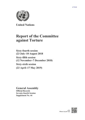 image of Report of the Committee against Torture