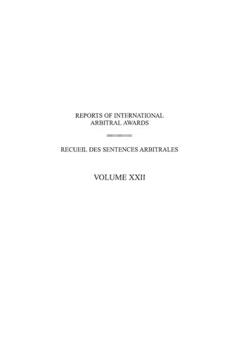 image of Reports of International Arbitral Awards, Vol. XXII