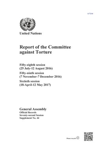 image of Report of the Committee Against Torture