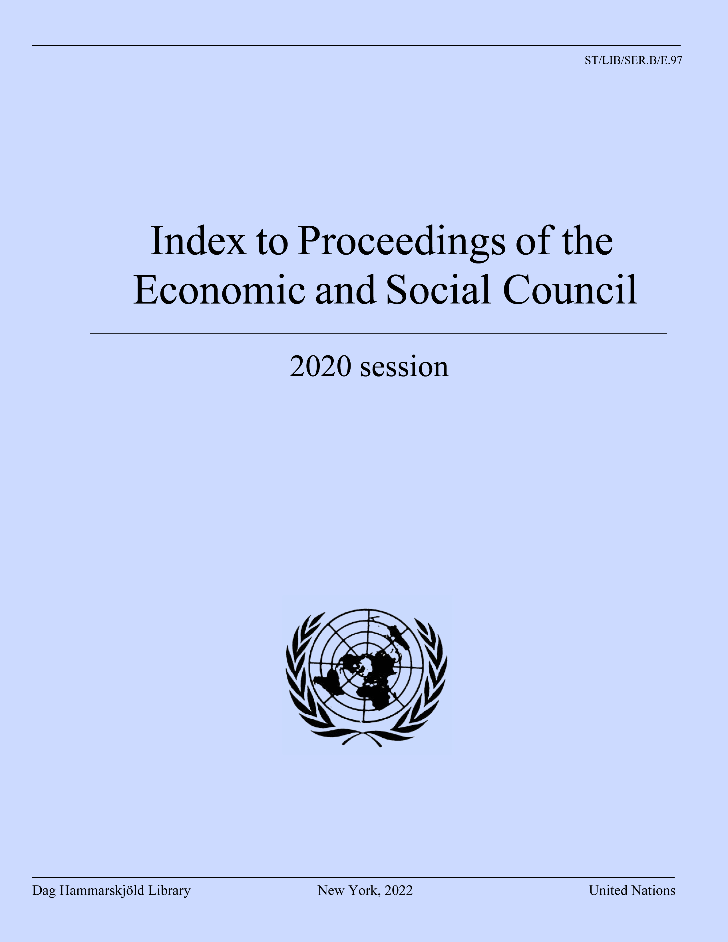 image of Index to Proceedings of the Economic and Social Council 2020