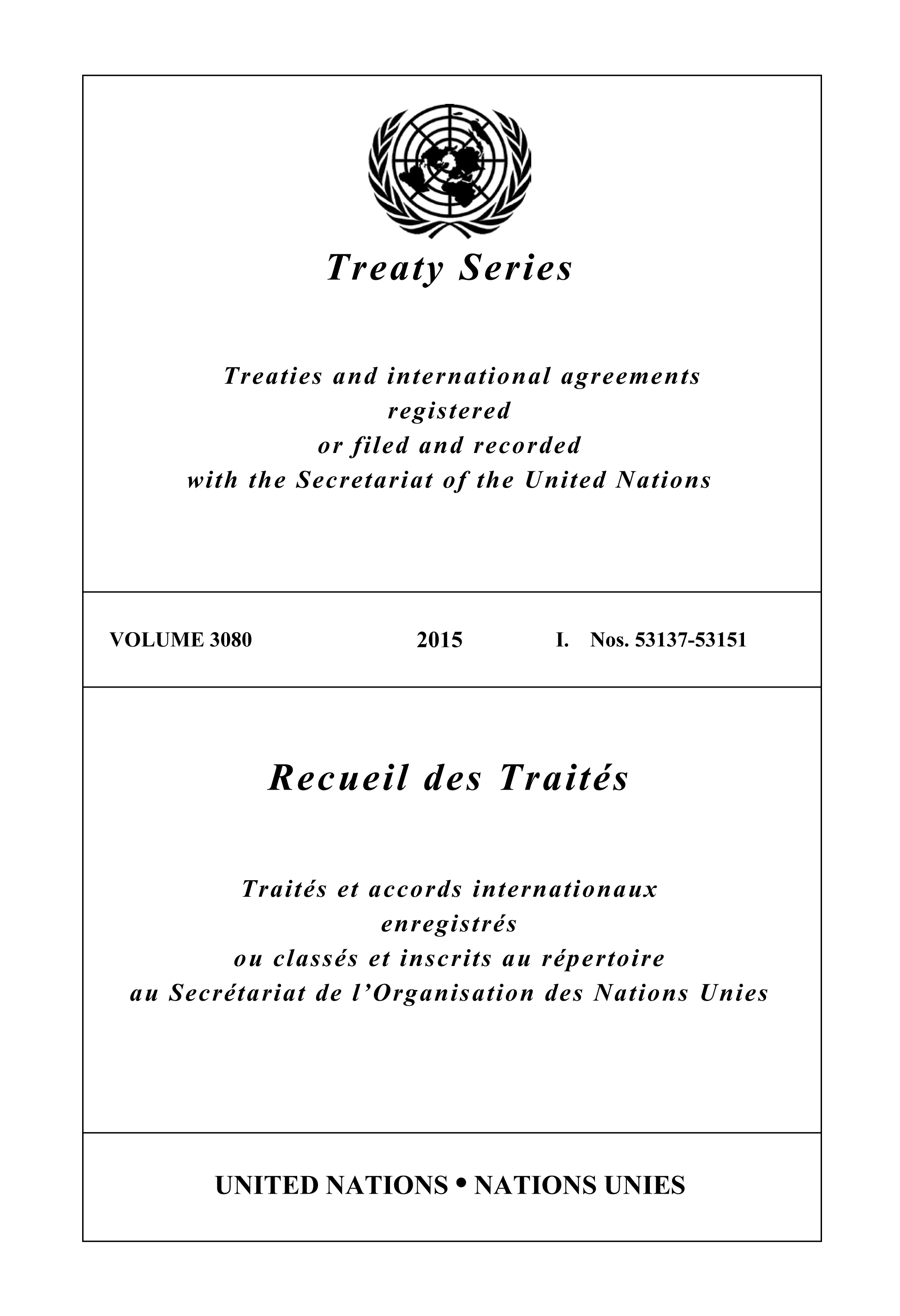 image of Recueil des Traités 3080