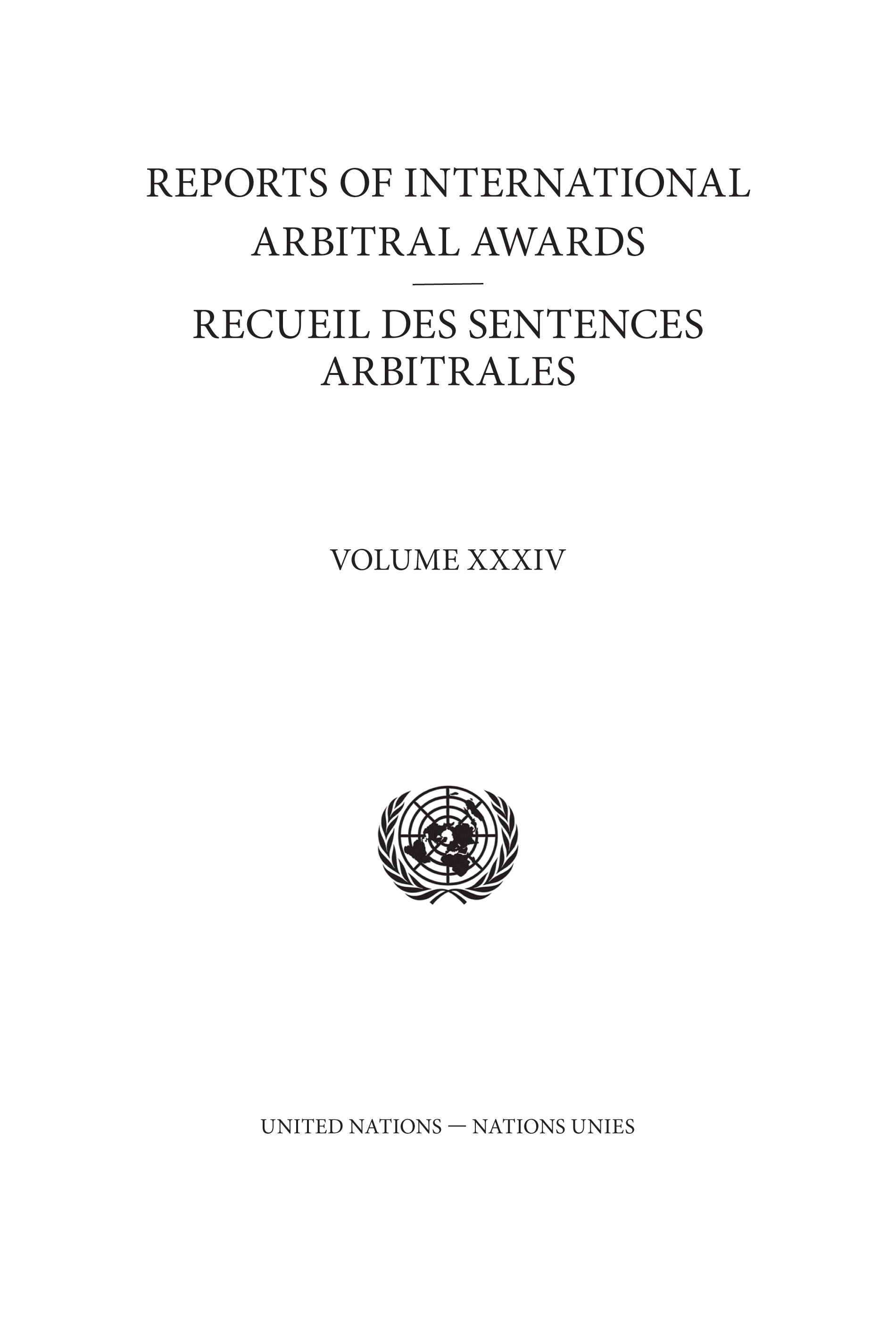 image of Recueil des sentences arbitrales, vol. XXXIV