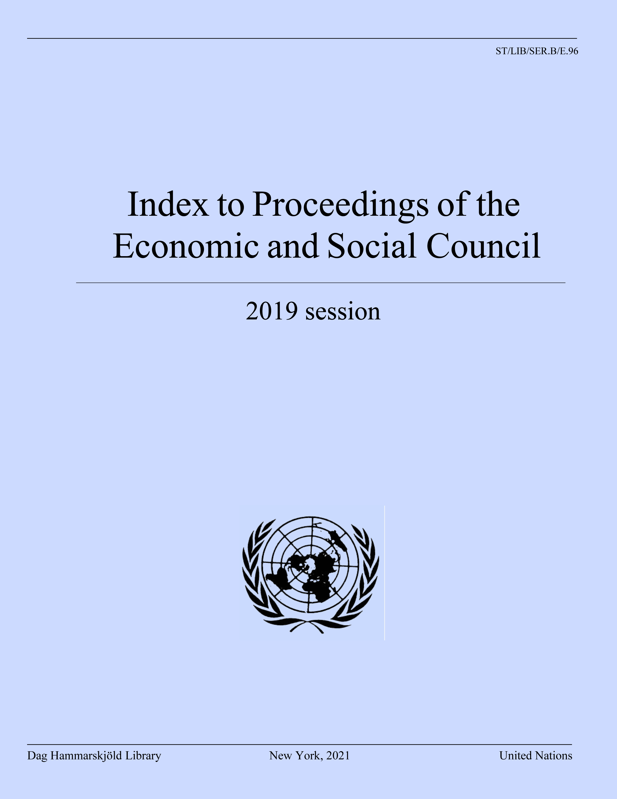 image of Index to Proceedings of the Economic and Social Council 2019
