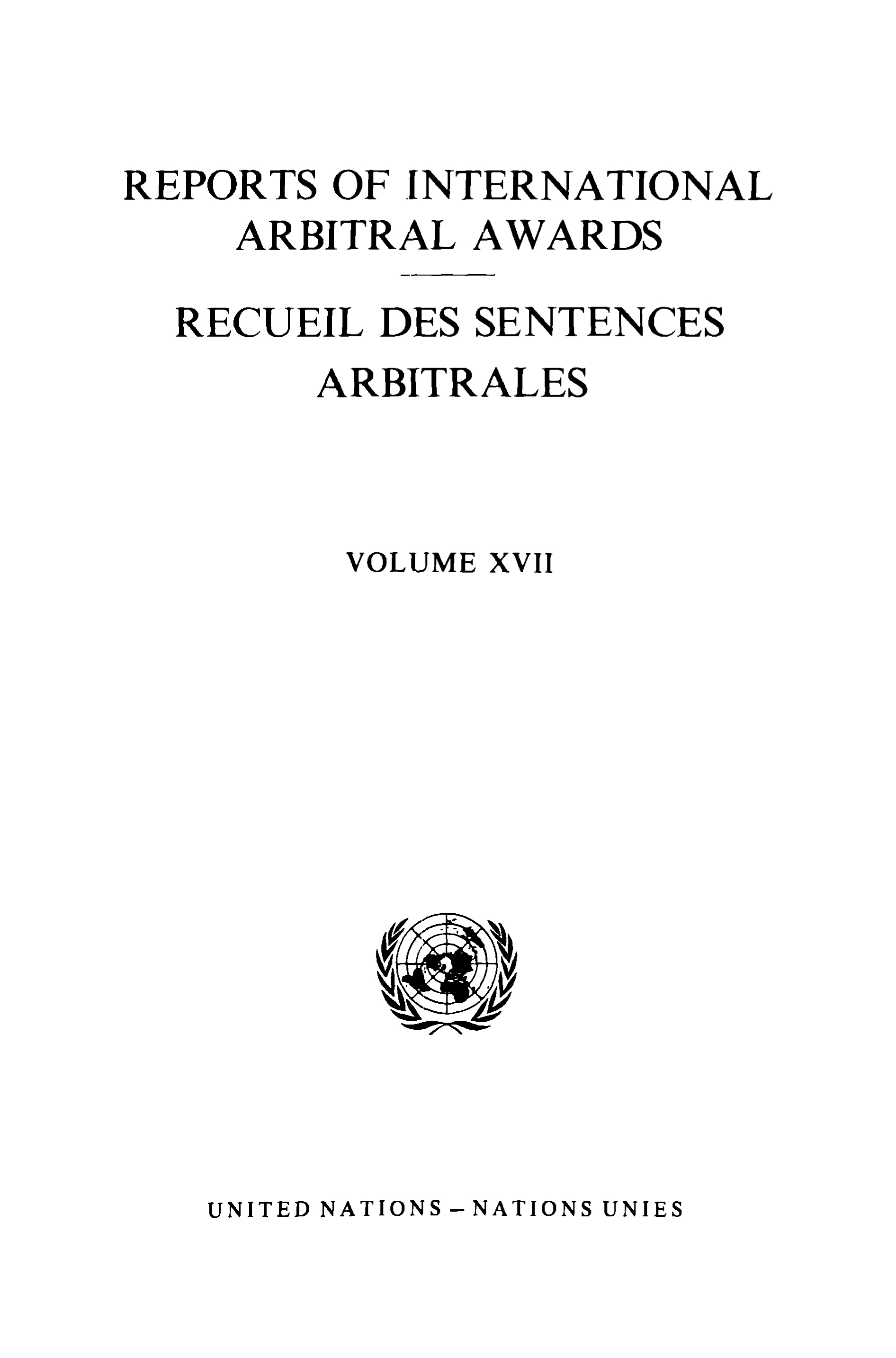 image of Reports of International Arbitral Awards, Vol. XVII