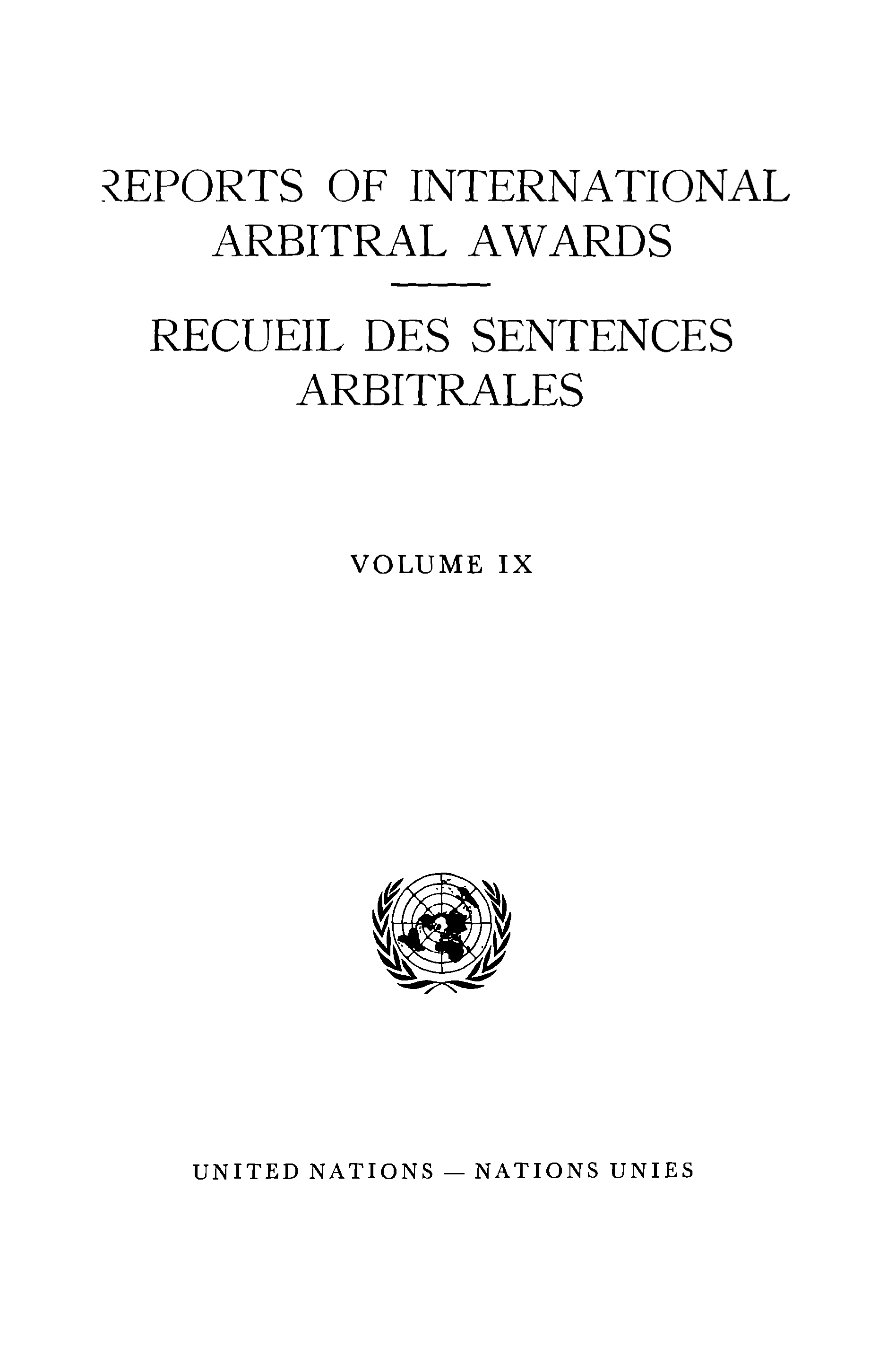 image of Reports of International Arbitral Awards, Vol. IX
