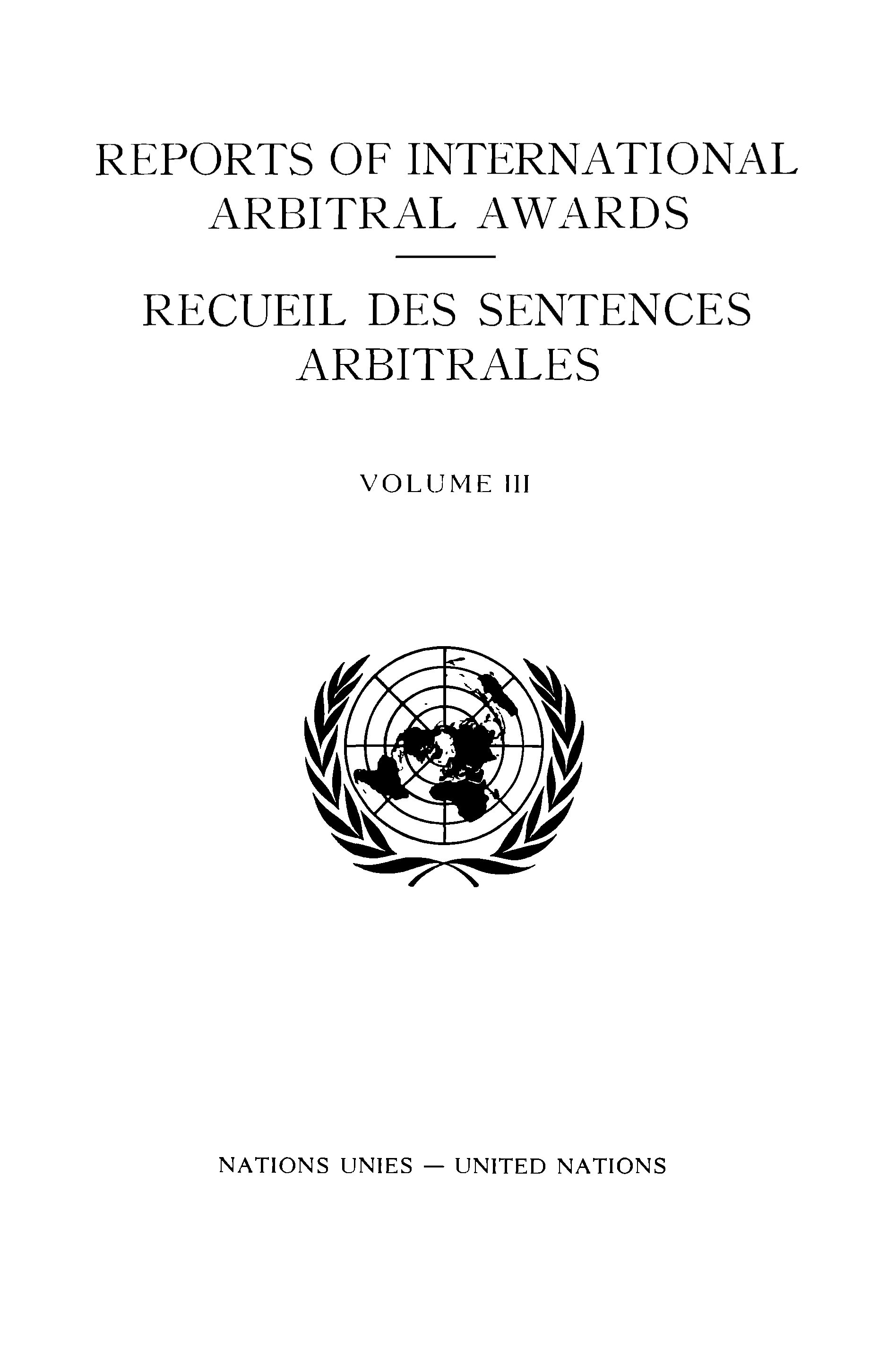 image of Reports of International Arbitral Awards, Vol. III