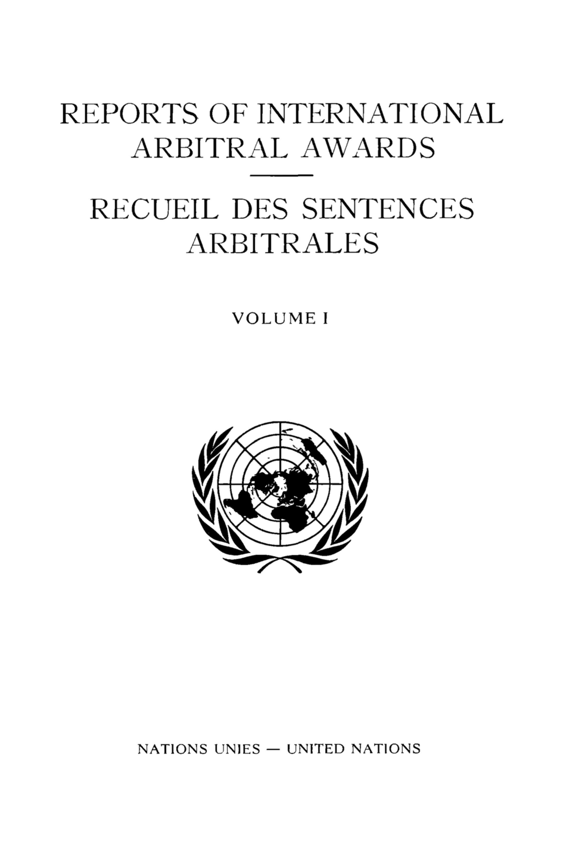 image of Recueil des sentences arbitrales, vol. I