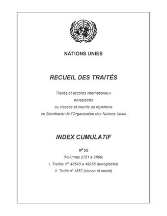 image of Recueil des Traités Index Cumulatif No. 52