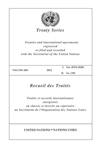 image of Treaties and international agreements filed and recorded in January 2012 No. 1358
