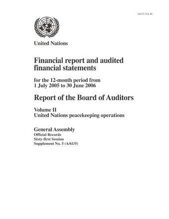 image of Financial Report and Audited Financial Statements for the 12-month Period from 1 July 2005 to 30 June 2006 and Report of the Board of Auditors