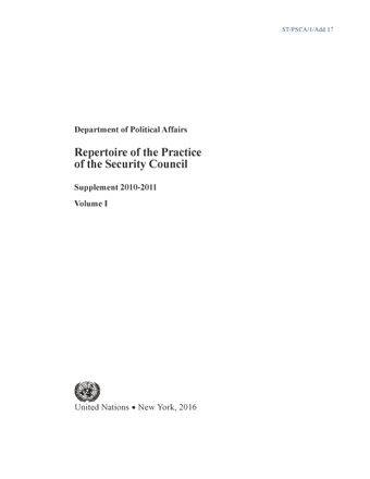 image of Repertoire of the Practice of the Security Council: Supplement 2010-2011