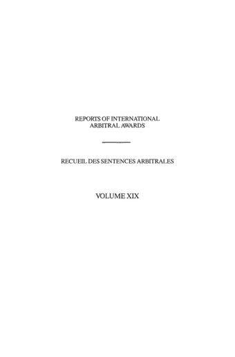 image of Reports of International Arbitral Awards, Vol. XIX