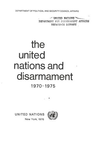 image of United Nations and Disarmament 1970-1975
