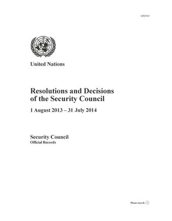 image of Items included in the agenda of the Security Council for the first time from 1 August 2013 to 31 July 2014