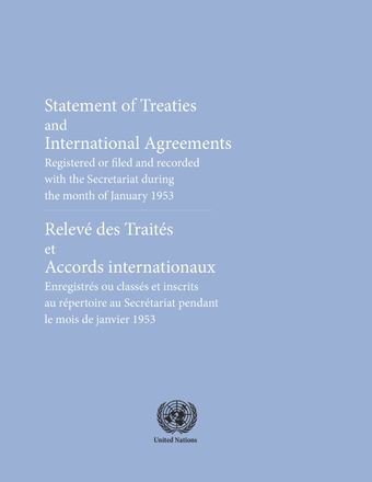 image of Traités et accords internationaux classés et inscrits au répertoire pendant le mois de Janvier 1953 Nos. 480 et 481