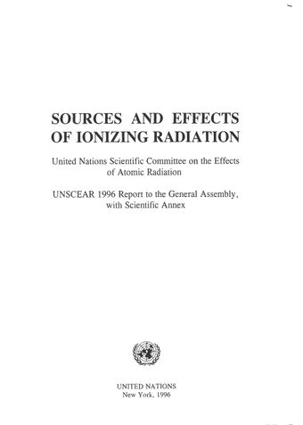 image of Sources and Effects of Ionizing Radiation, United Nations Scientific Committee on the Effects of Atomic Radiation (UNSCEAR) 1996 Report