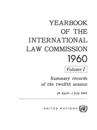 image of Yearbook of the International Law Commission 1960, Vol. I