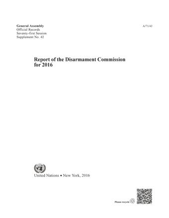image of Report of the Disarmament Commission for 2016