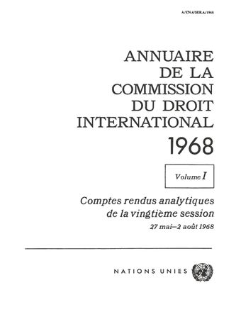 image of Annuaire de la Commission du Droit International 1968, Vol. I