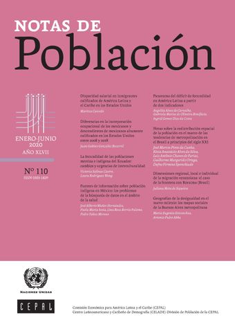 Notas de Población Año XLVII No. 110 Enero-Junio de 2020