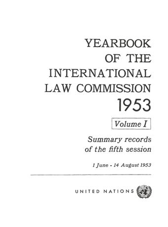 image of Yearbook of the International Law Commission 1953, Vol. I