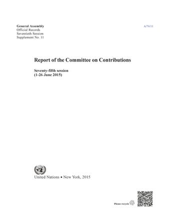 image of Report of the Committee on Contributions Seventy-Fifth Session (1-26 June 2015)
