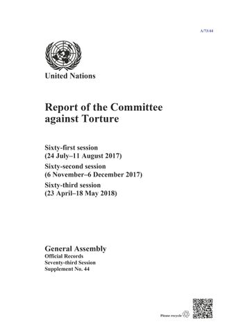 image of Report of the Committee against Torture