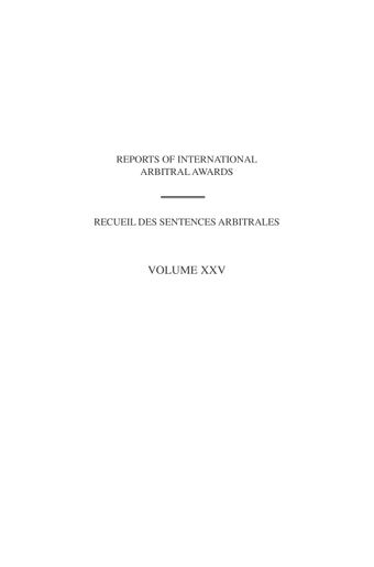 image of Reports of International Arbitral Awards, Vol. XXV