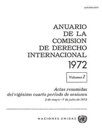 image of Anuario de la Comisión de Derecho Internacional 1972, Vol. I