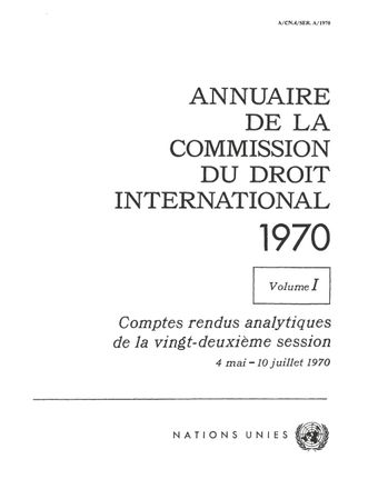 image of Annuaire de la Commission du Droit International 1970, Vol. I