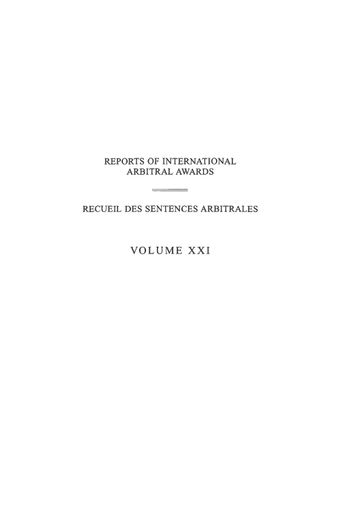 image of Recueil des sentences arbitrales, vol. XXI