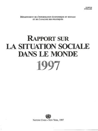 image of Rapport sur la situation sociale dans le monde 1997