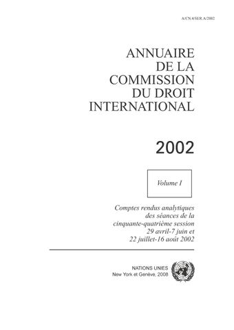 image of Annuaire de la Commission du Droit International 2002, Vol. I