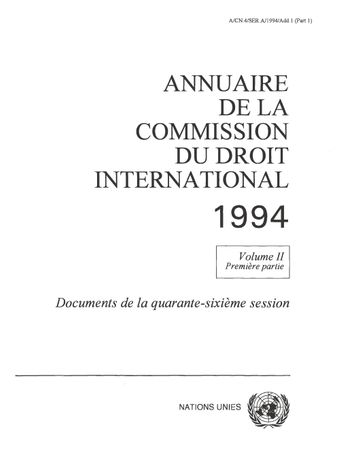 image of Annuaire de la Commission du Droit International 1994, Vol. II, Partie 1