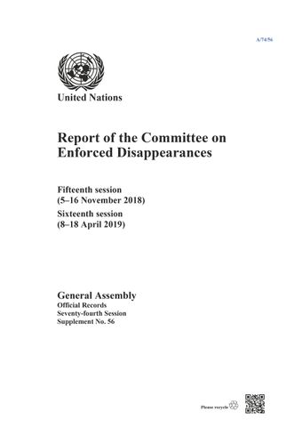 image of Report of the Committee on Enforced Disappearances