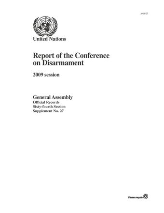 image of Report of the Conference on Disarmament: 2009 Session