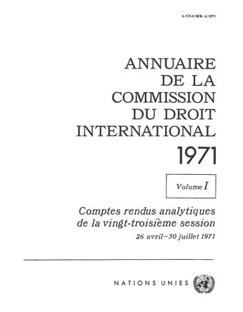 image of Annuaire de la Commission du Droit International 1971, Vol. I
