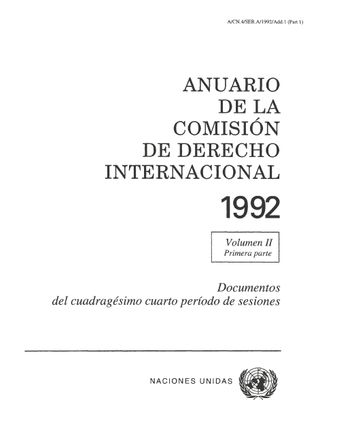 Anuario de la Comisión de Derecho Internacional 1992, Vol. II, Parte 1