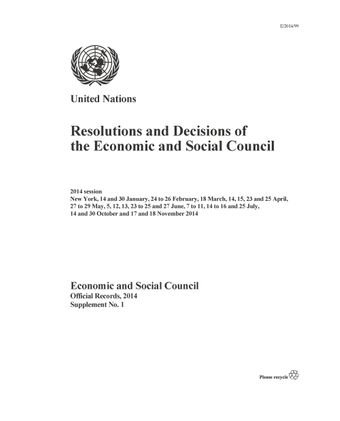 image of Resolutions and Decisions of the Economic and Social Council: 2014 Session