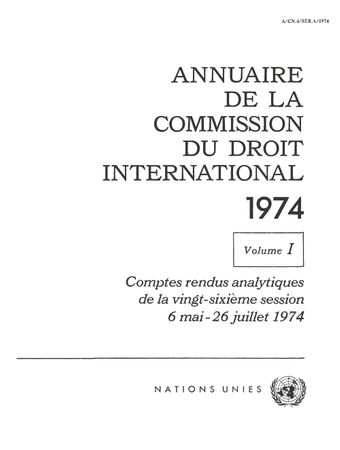 image of Annuaire de la Commission du Droit International 1974, Vol. I