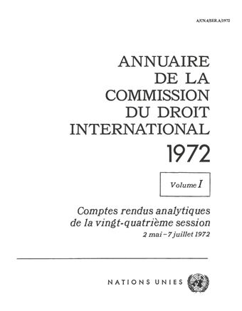image of Annuaire de la Commission du Droit International 1972, Vol. I