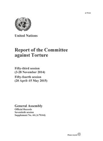 image of Report of the Committee against Torture