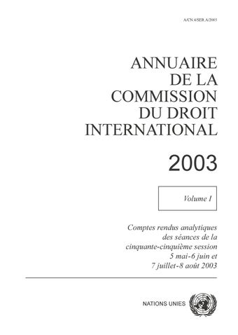 image of Annuaire de la Commission du Droit International 2003, Vol. I