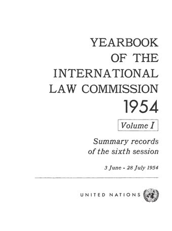 image of Yearbook of the International Law Commission 1954, Vol. I