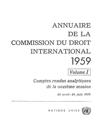 image of Annuaire de la Commission du Droit International 1959, Vol. I
