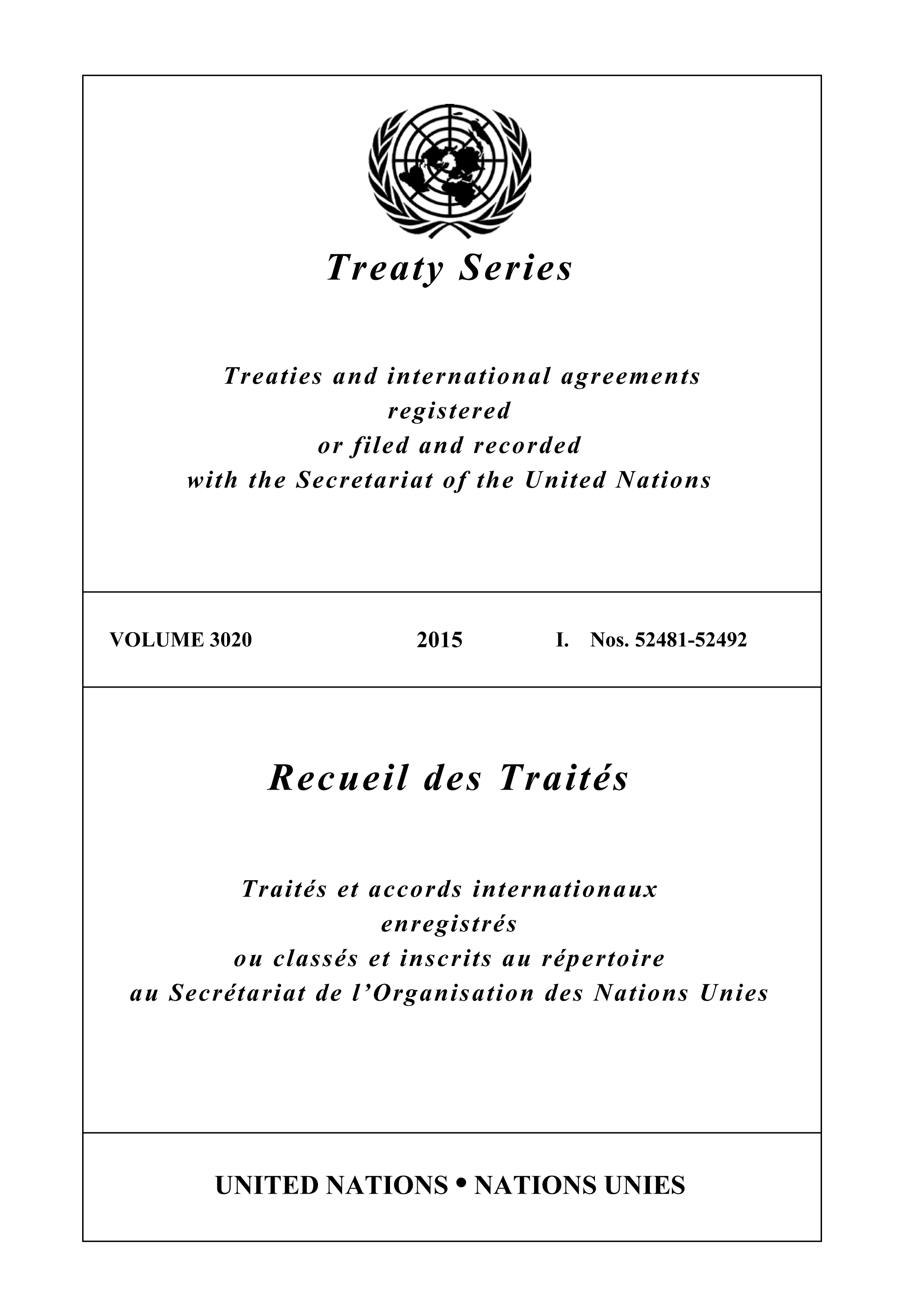 image of Recueil des Traités 3020