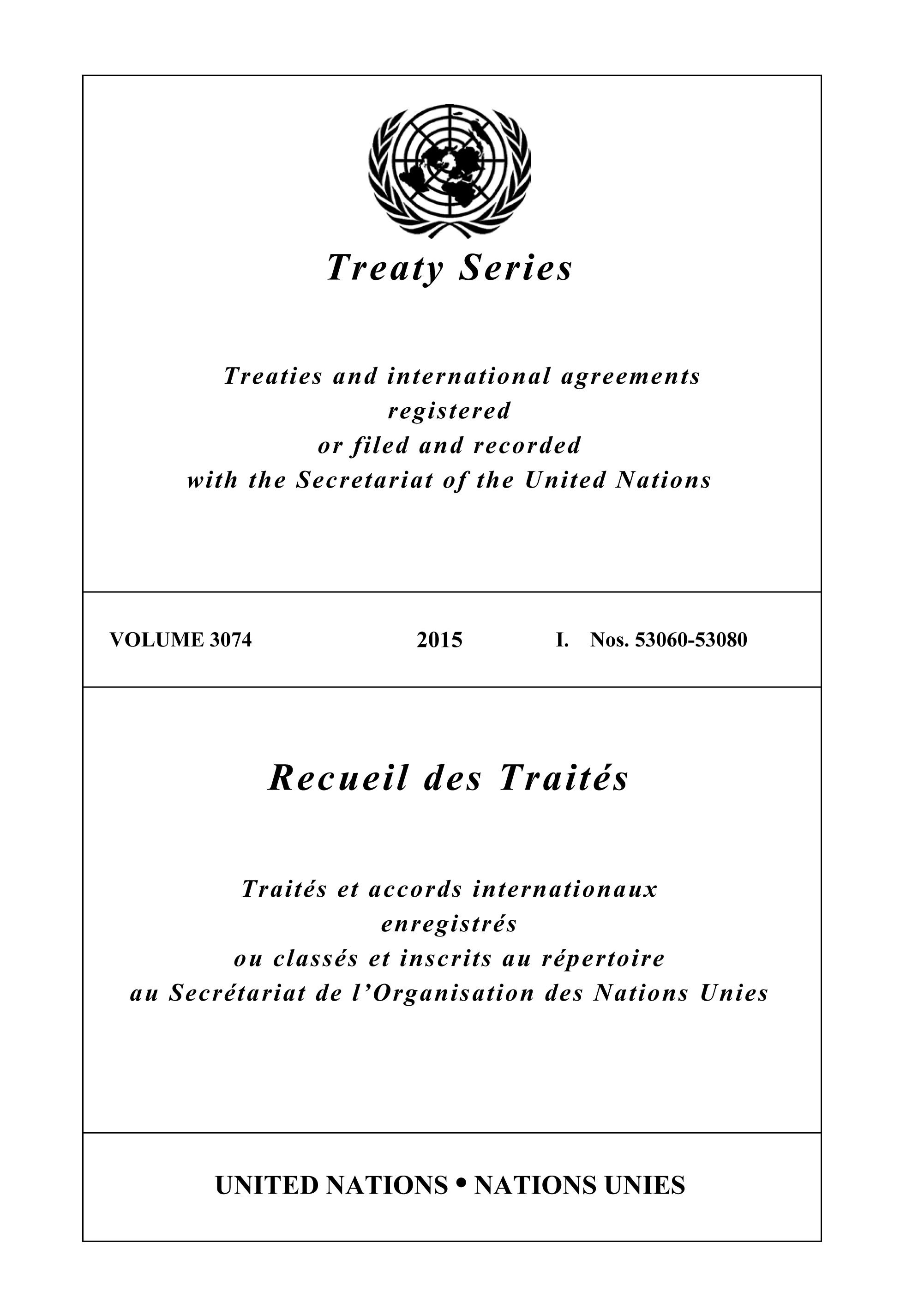 image of Recueil des Traités 3074