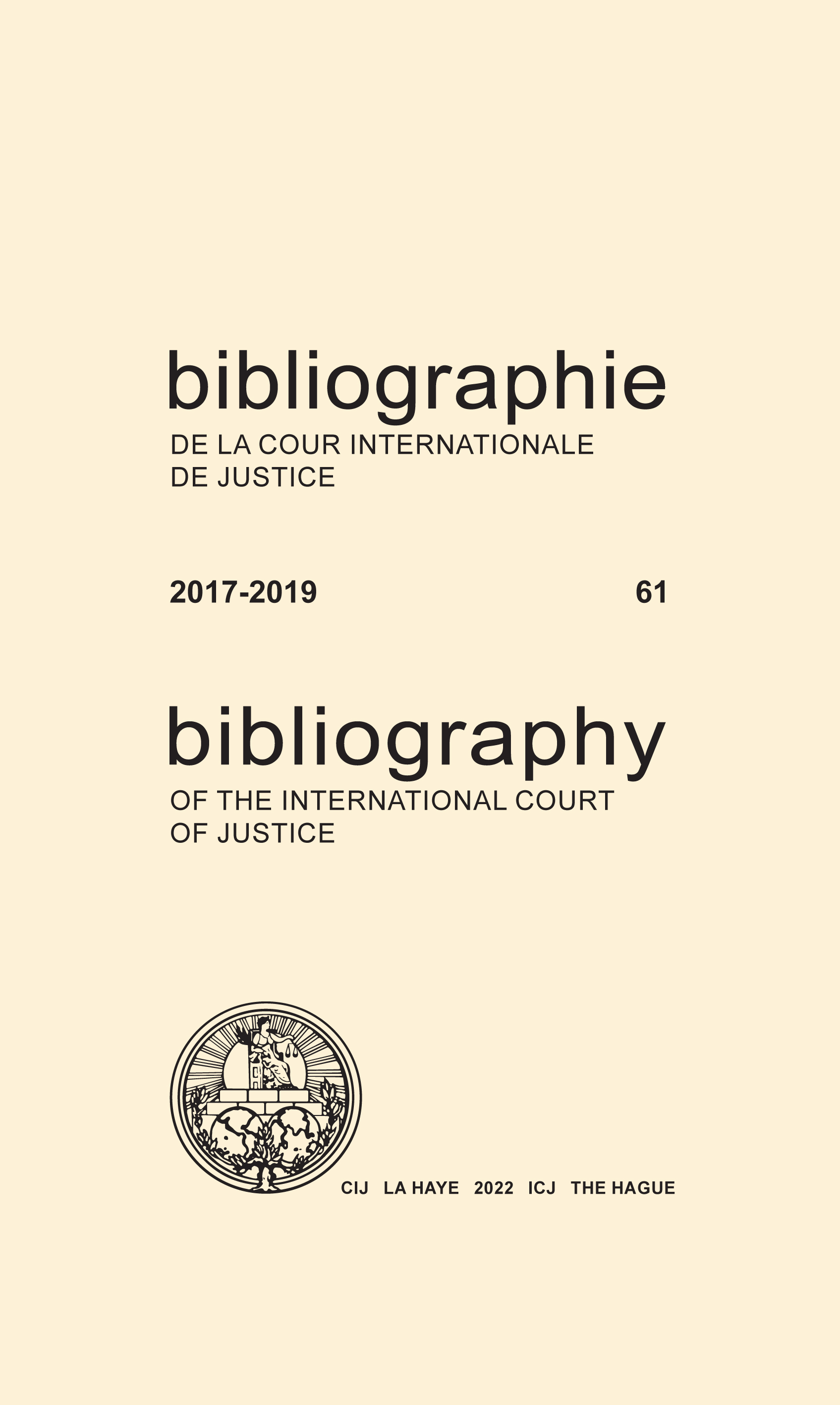 image of Bibliography of the International Court of Justice 2017-2019