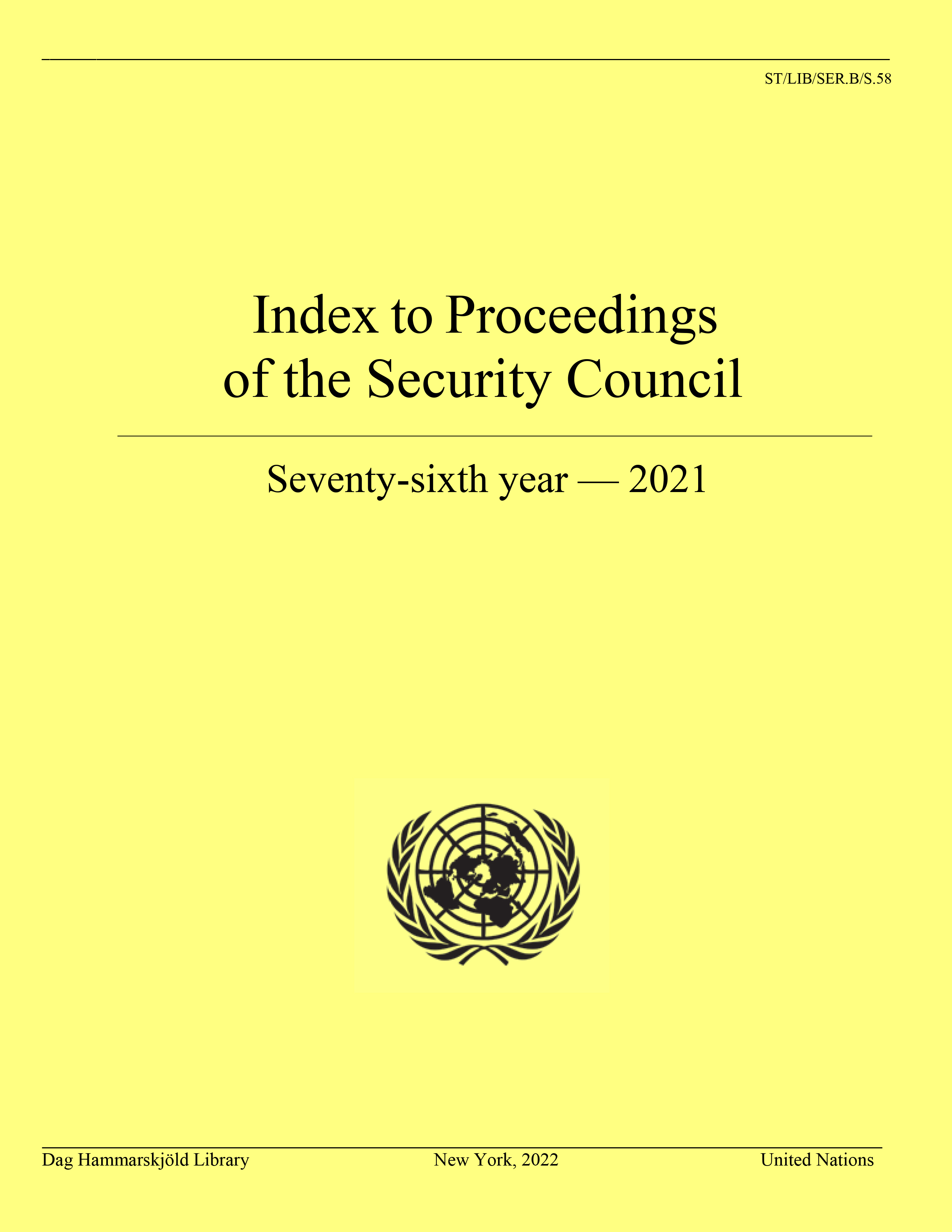 image of Index to Proceedings of the Security Council: Seventy-sixth Year, 2021